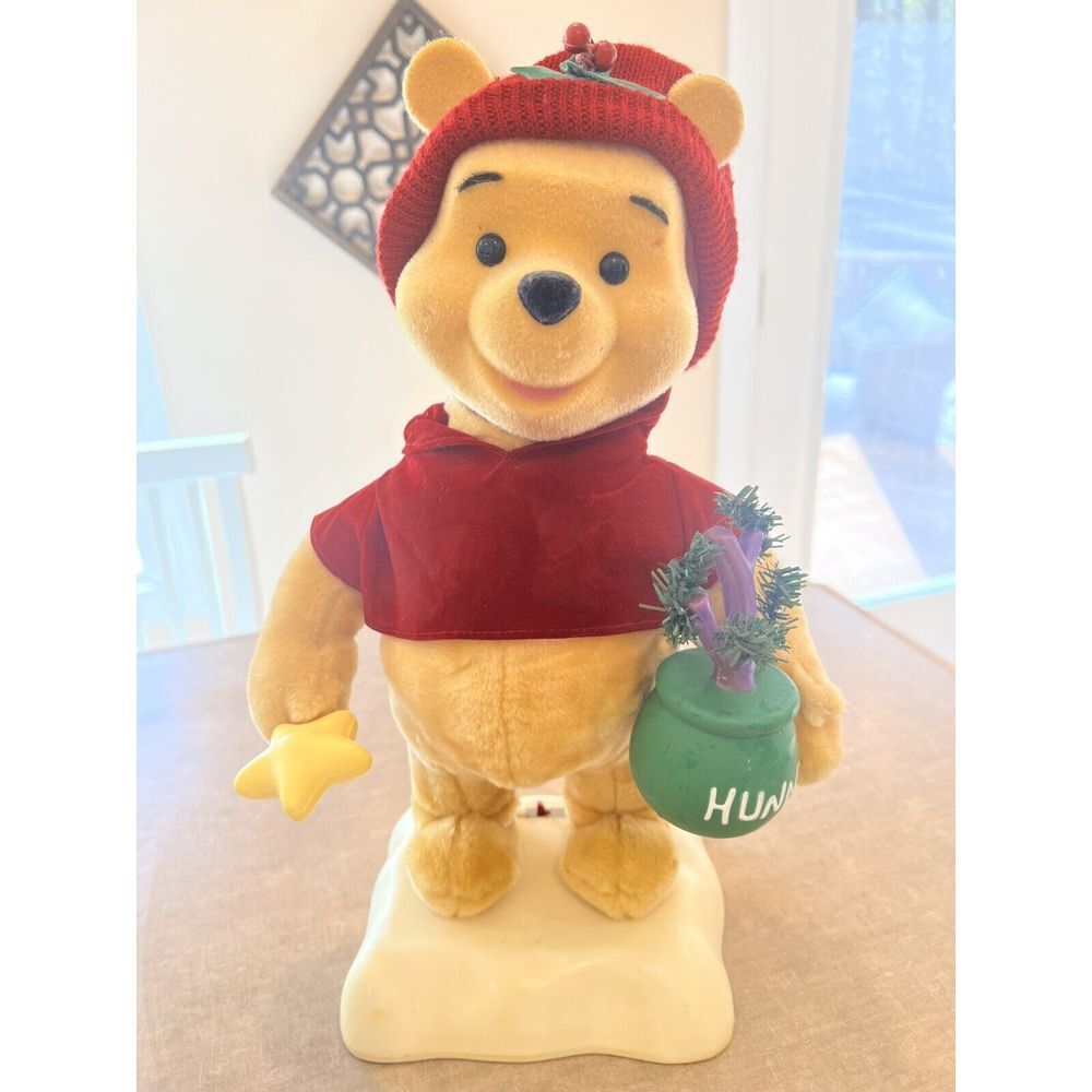 Winnie The Pooh Telco Disney 1996 Motion-ette Animated Christmas Figure Works!